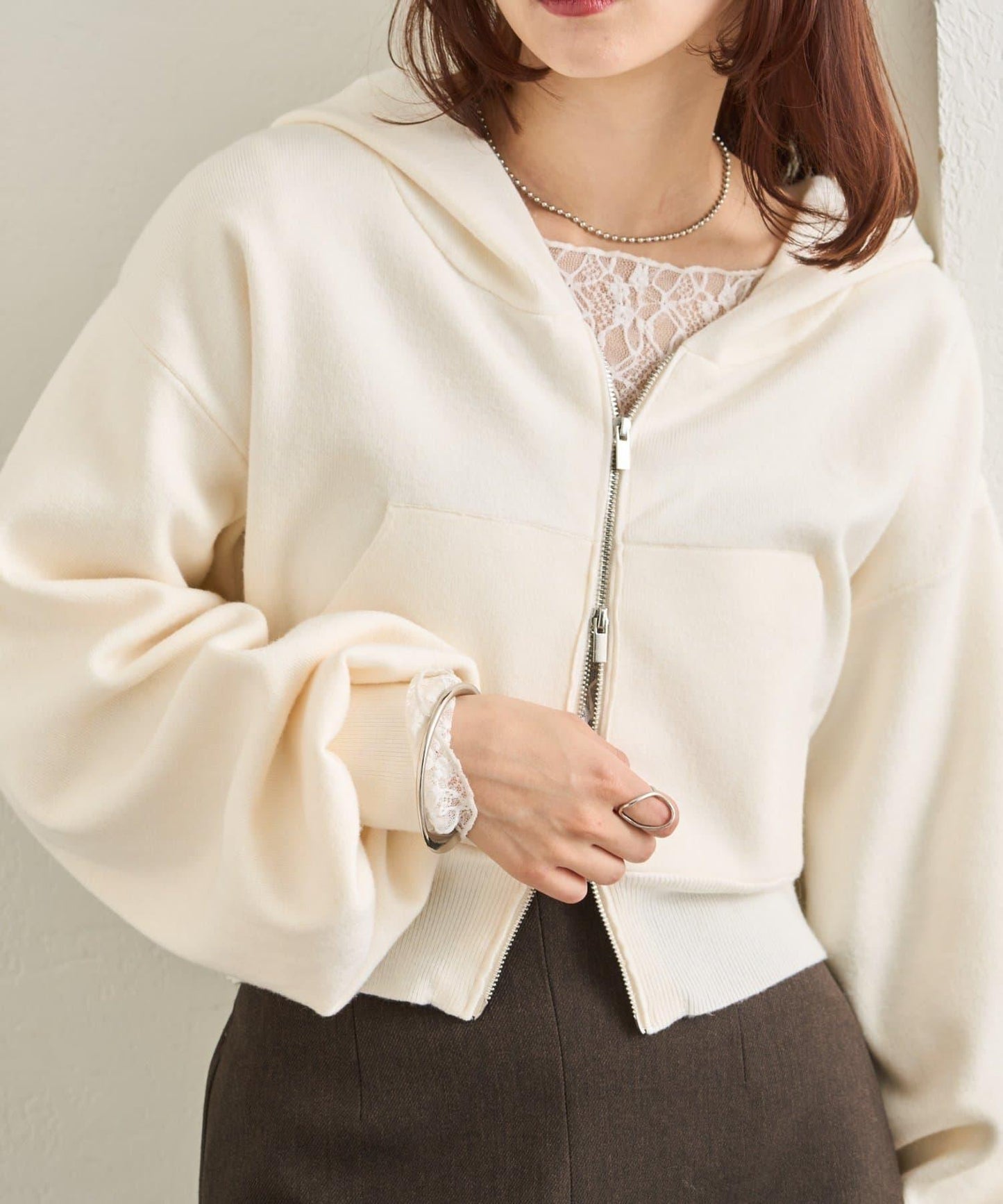 連帽針織短款衛衣