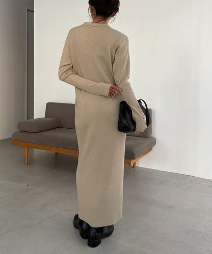 【有小個子尺碼】翻領針織連衣裙