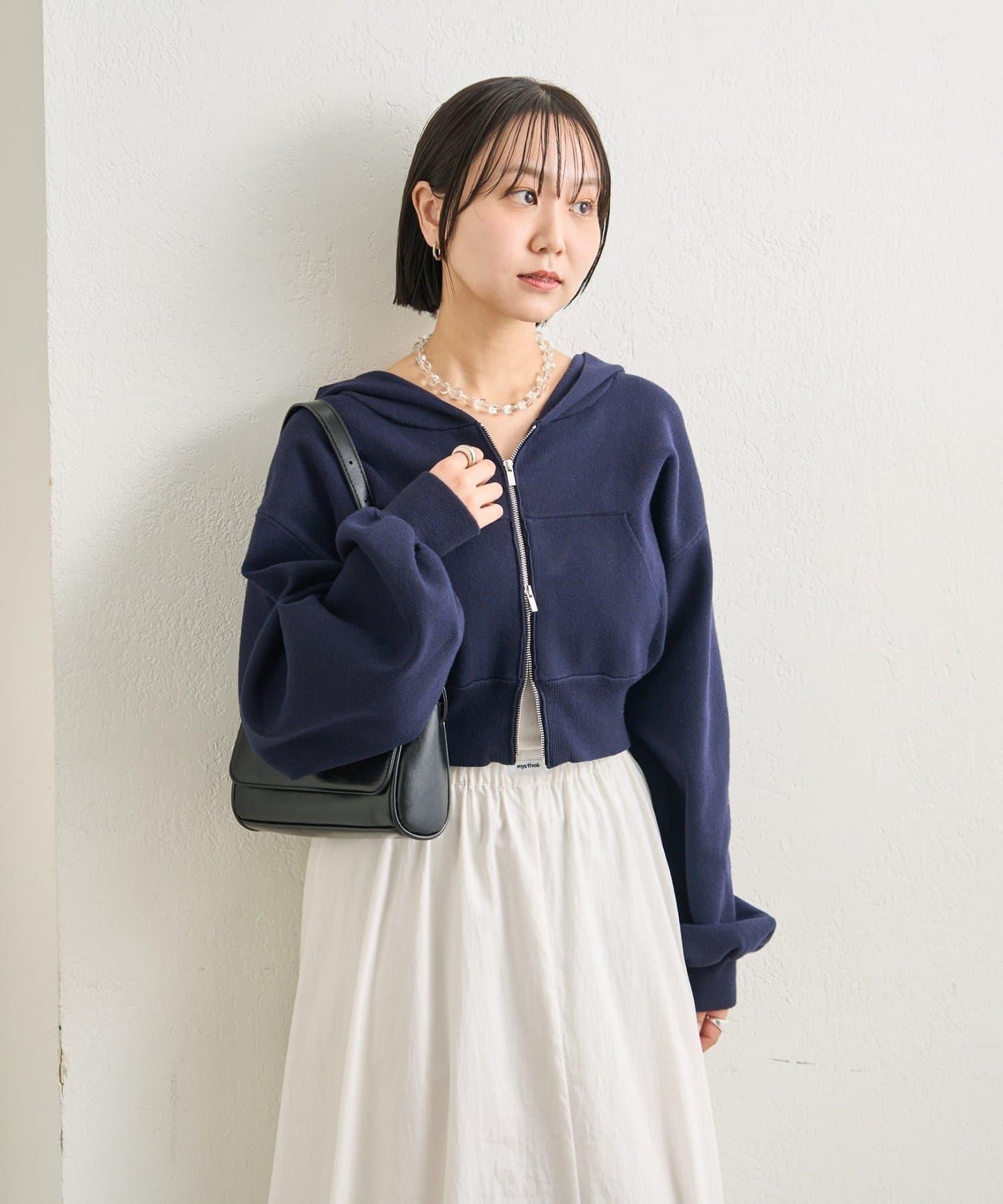 連帽針織短款衛衣