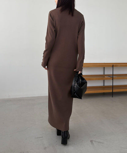 【有小個子尺碼】翻領針織連衣裙