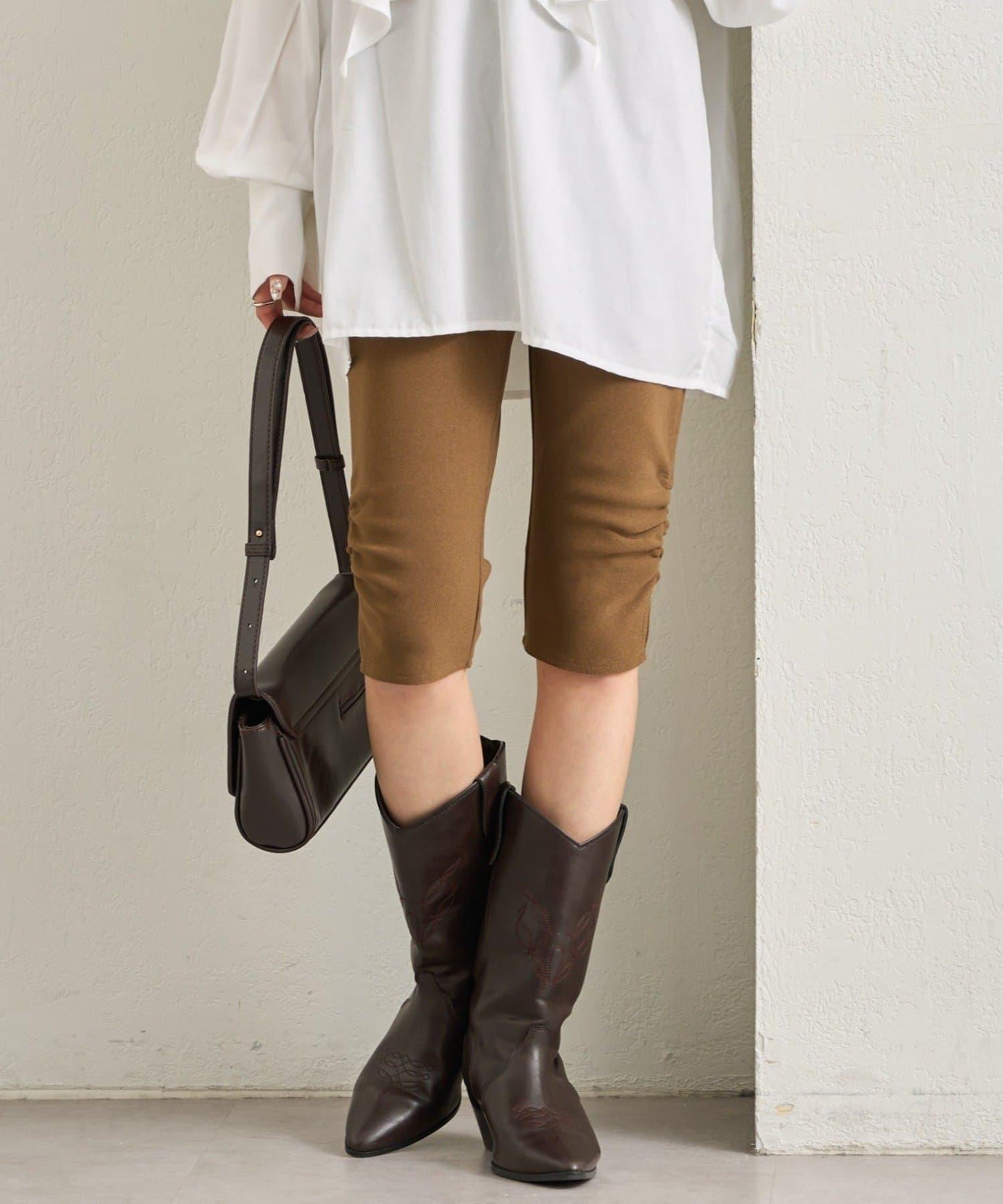 下襬褶皺騎行褲