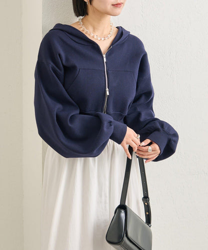 連帽針織短款衛衣