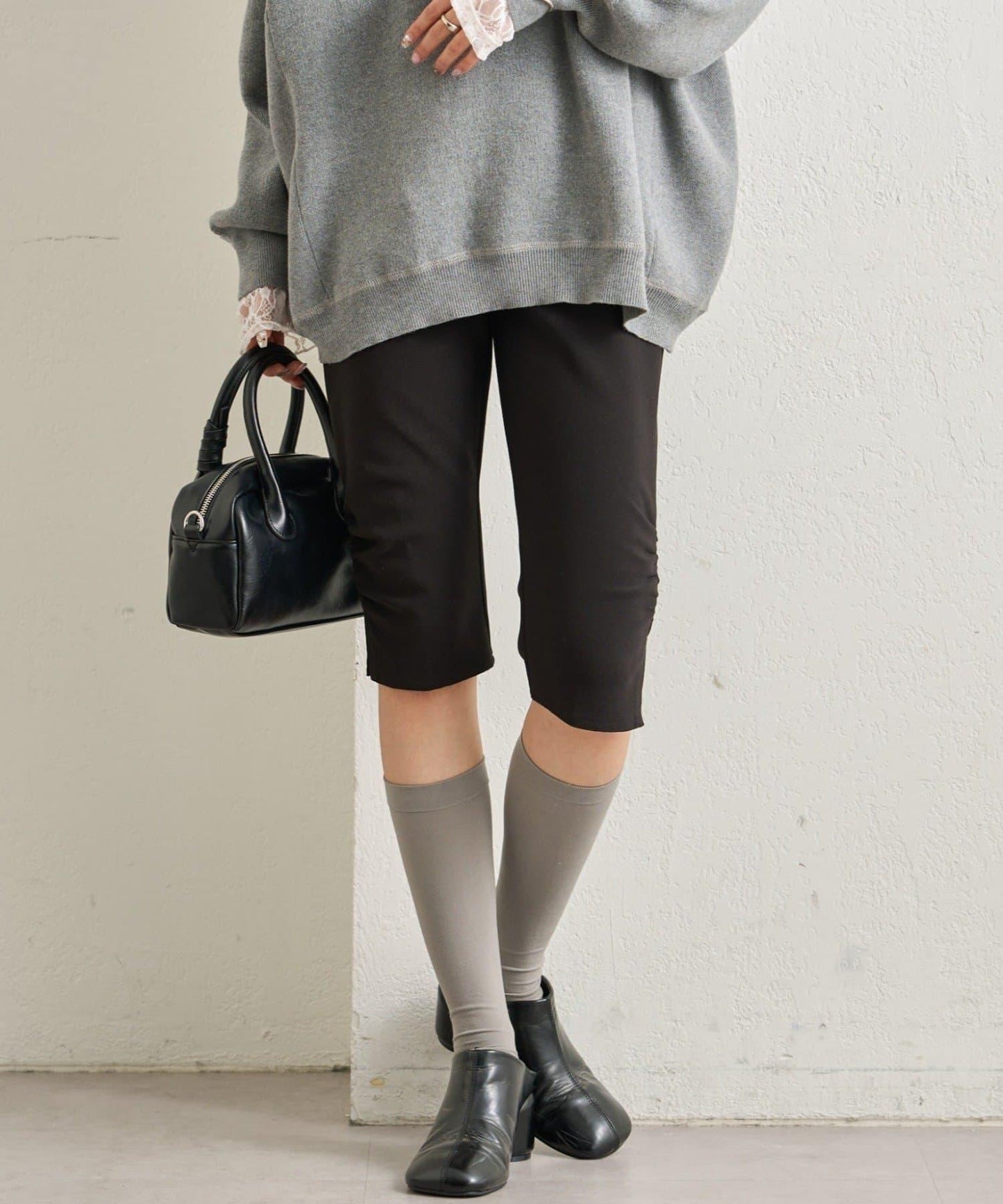 下襬褶皺騎行褲