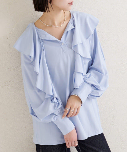 荷葉邊領口襯衫