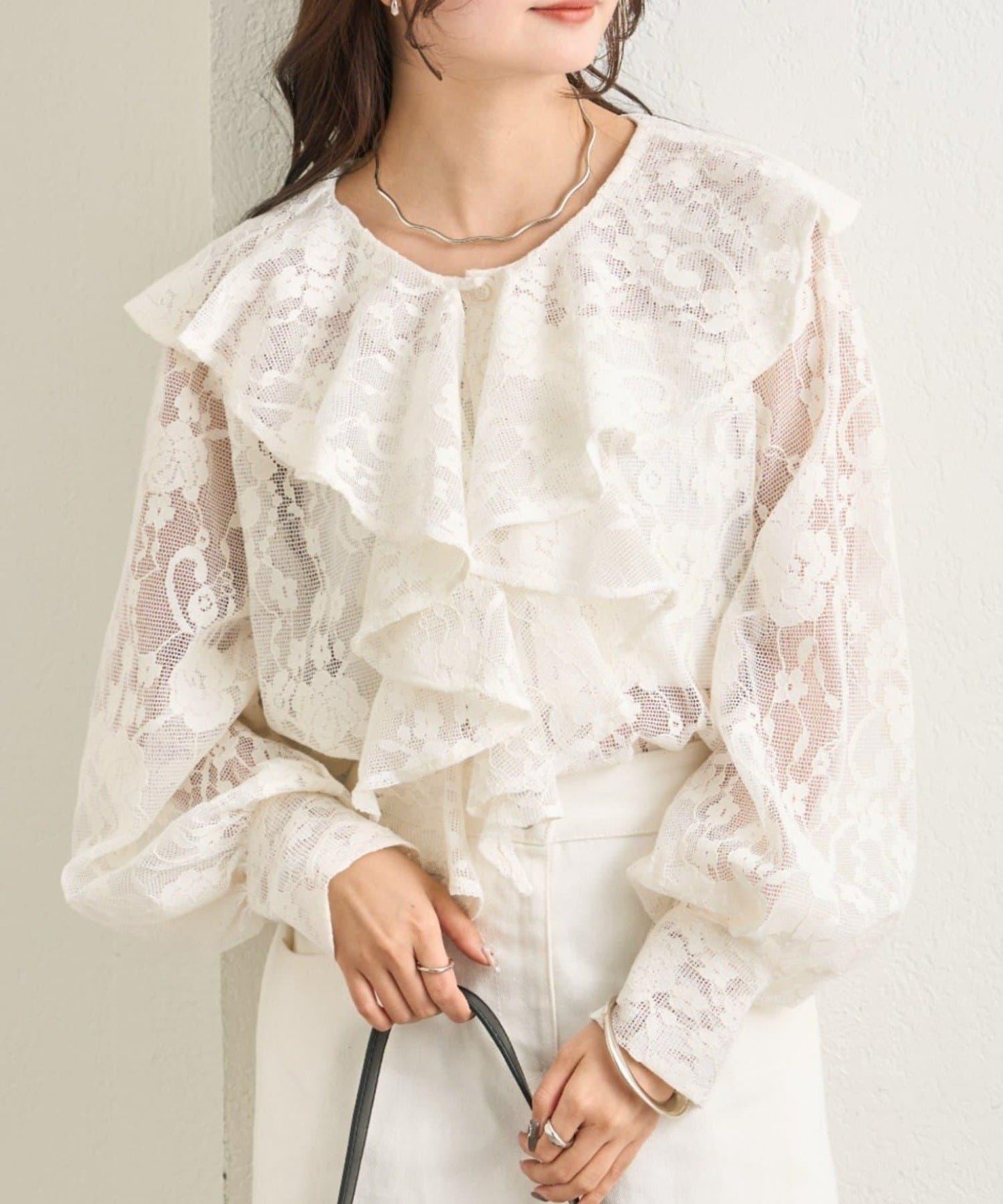 荷葉邊領口襯衫