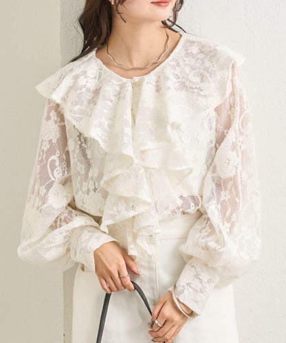 荷葉邊領口襯衫