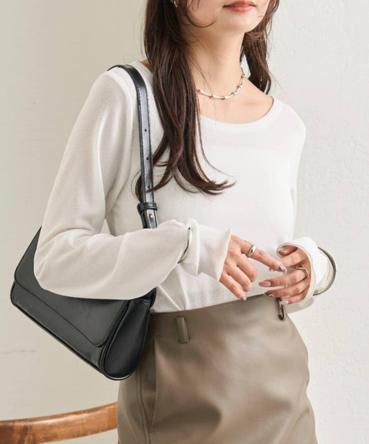 下襬褶皺透視長袖T恤