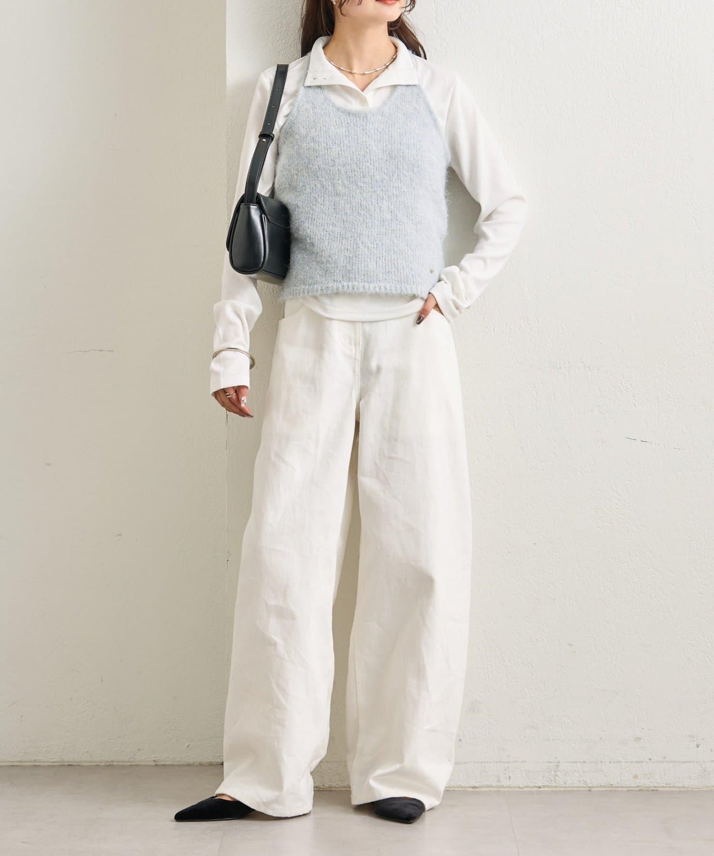 蓬鬆感掛脖針織背心