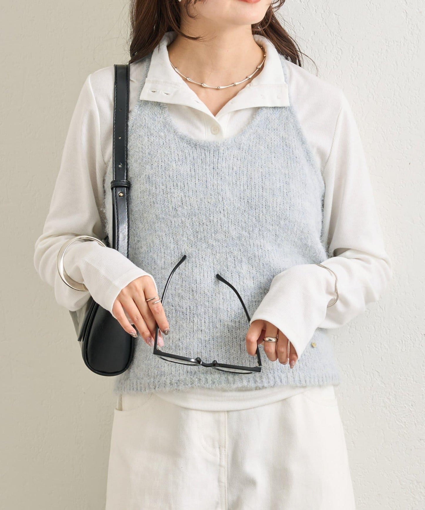 蓬鬆感掛脖針織背心