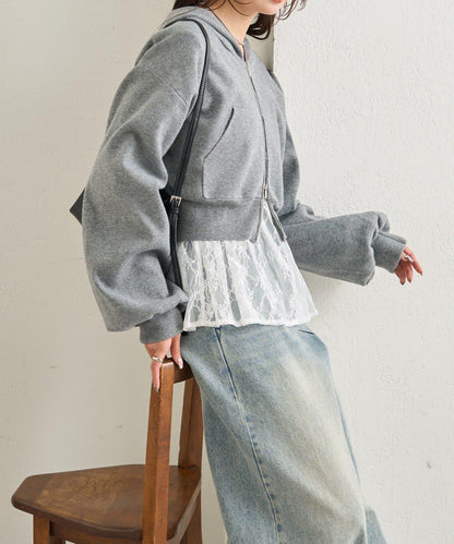 連帽針織短款衛衣