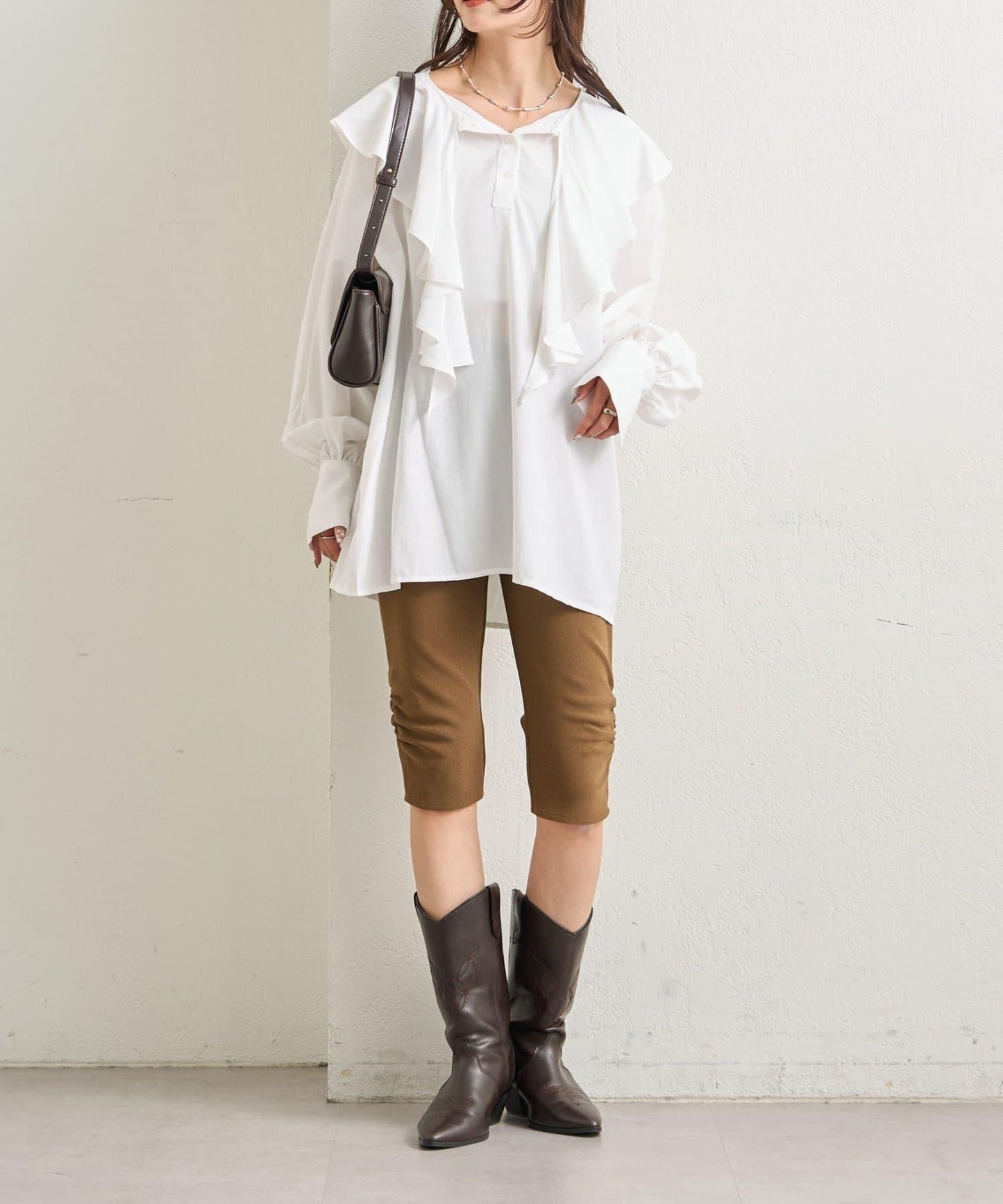 下襬褶皺騎行褲