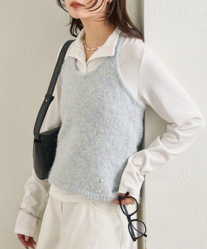 蓬鬆感掛脖針織背心