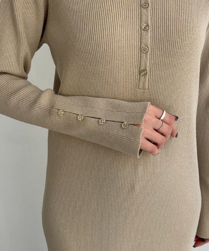 【有小個子尺碼】翻領針織連衣裙