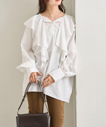 荷葉邊領口襯衫