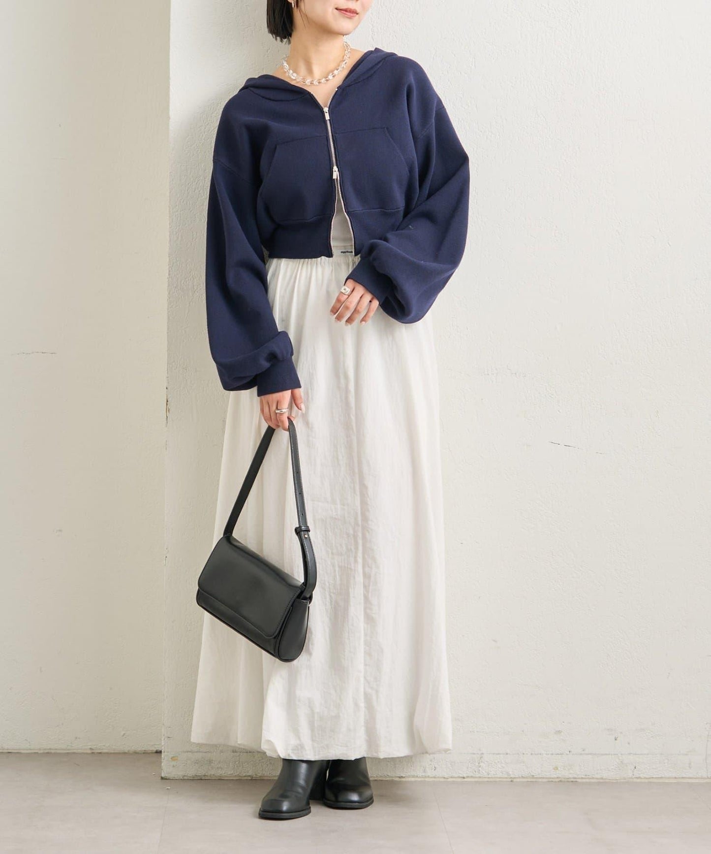 連帽針織短款衛衣