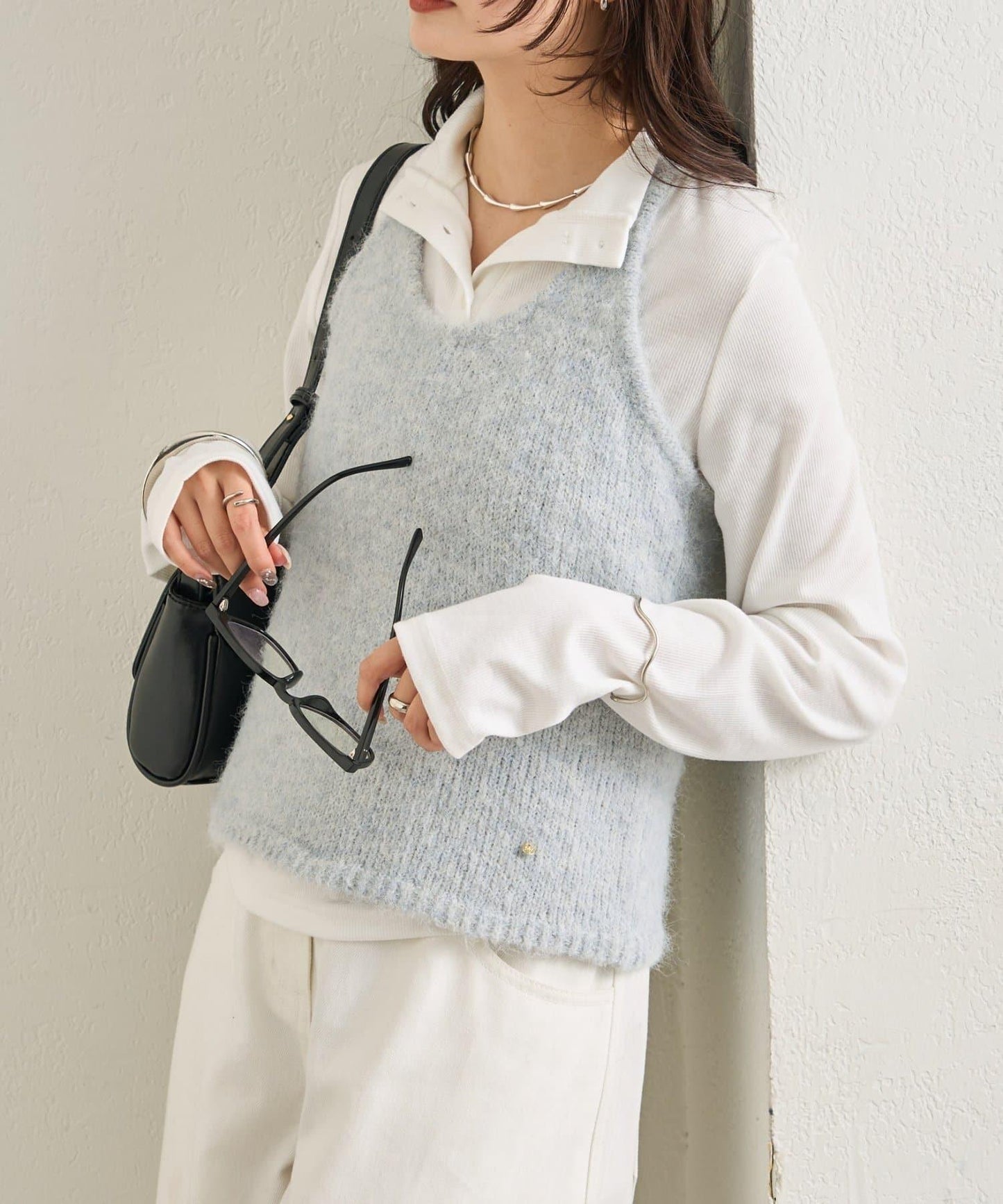 蓬鬆感掛脖針織背心