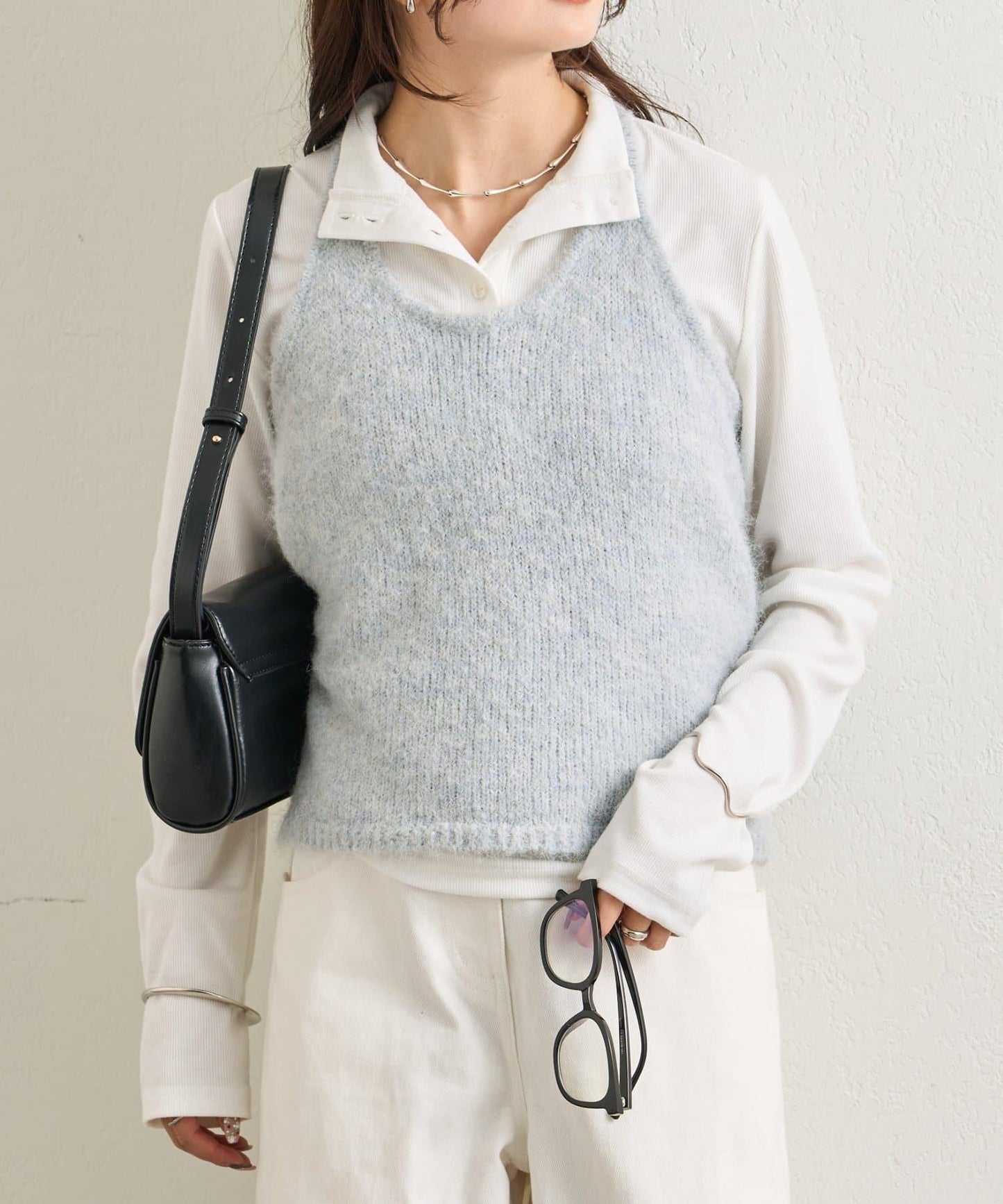 蓬鬆感掛脖針織背心