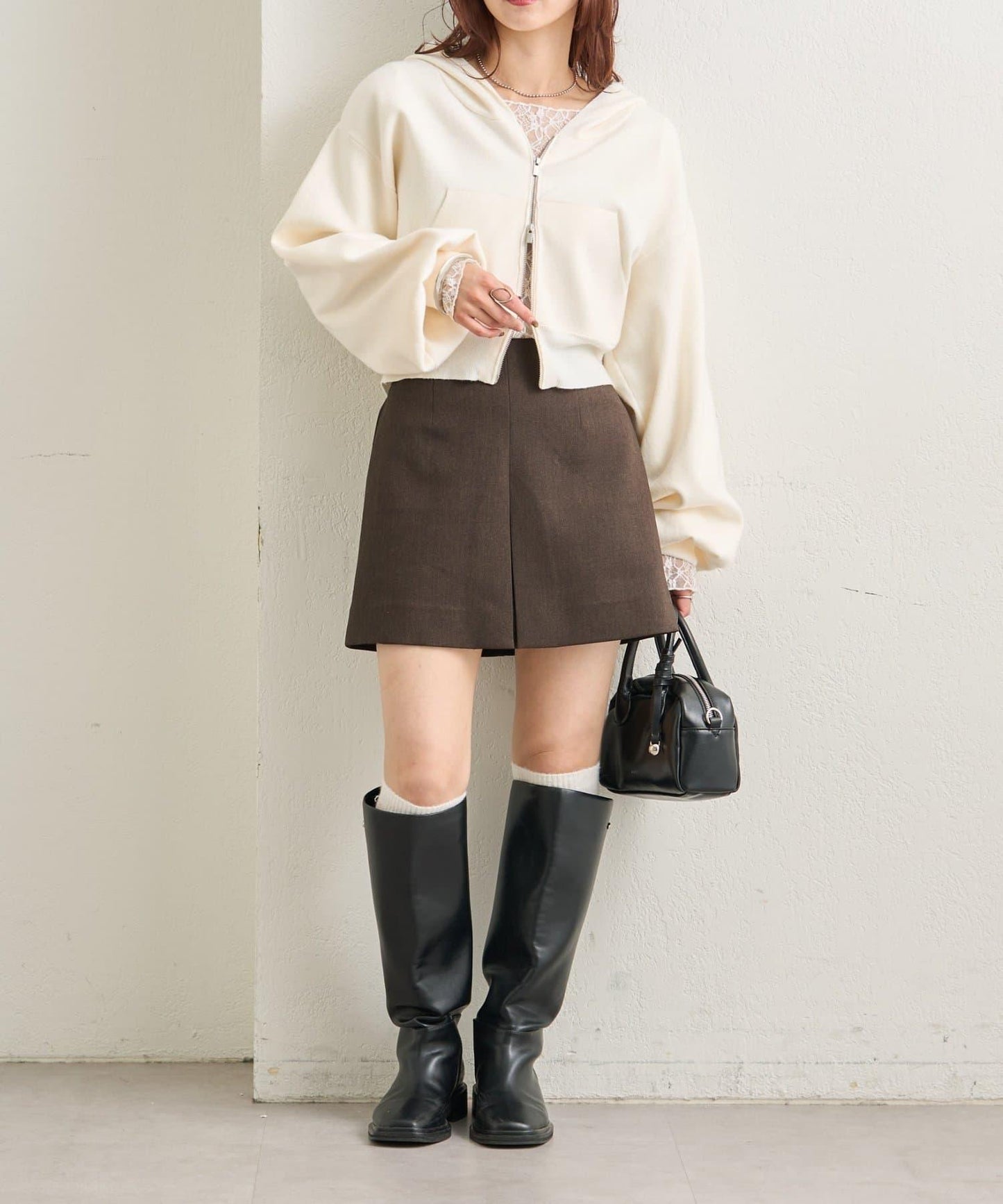 連帽針織短款衛衣