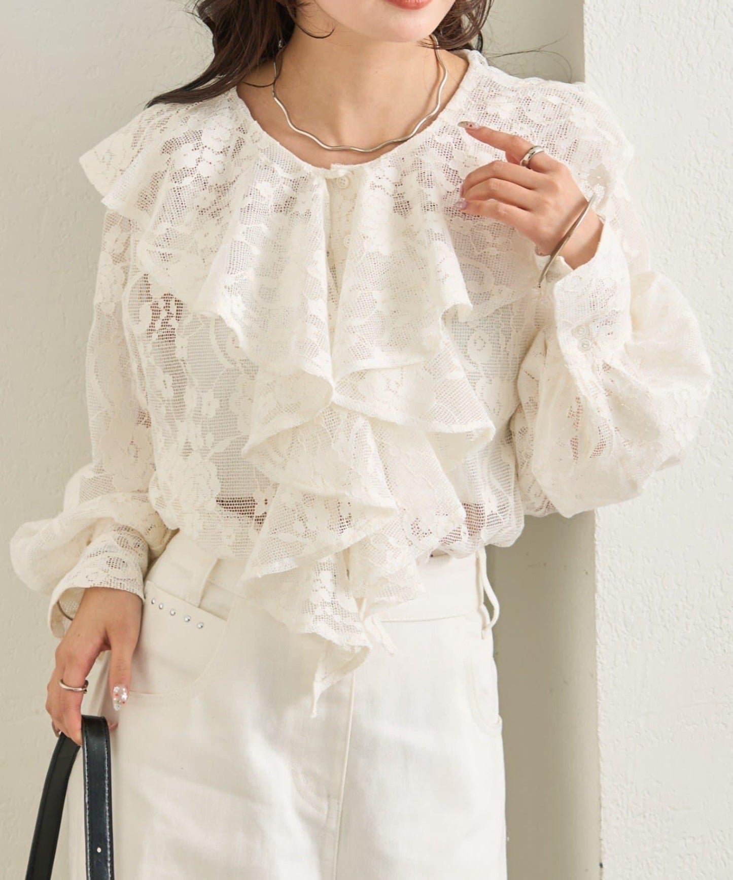 荷葉邊領口襯衫