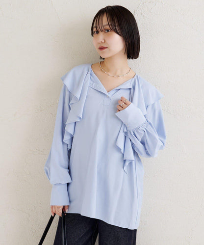 荷葉邊領口襯衫