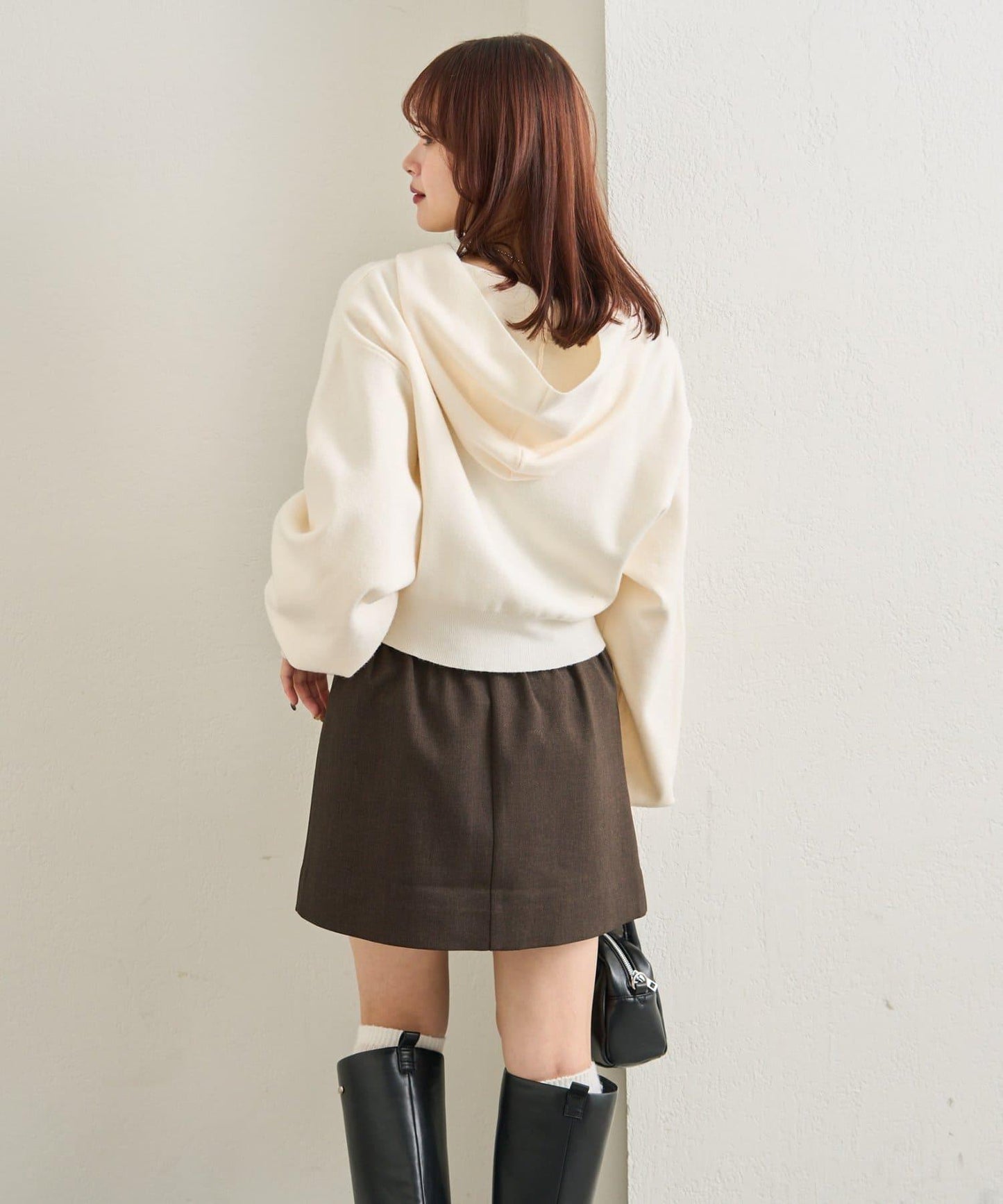 連帽針織短款衛衣