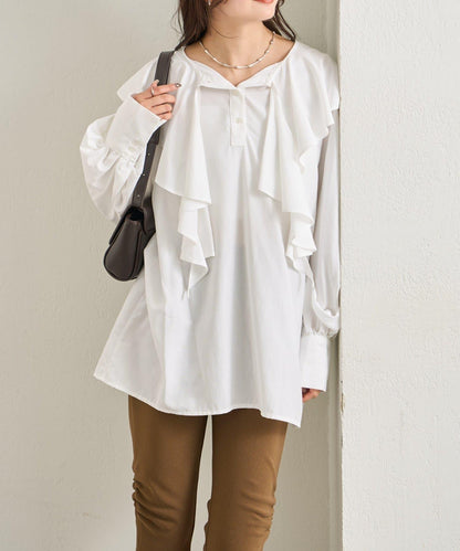 荷葉邊領口襯衫