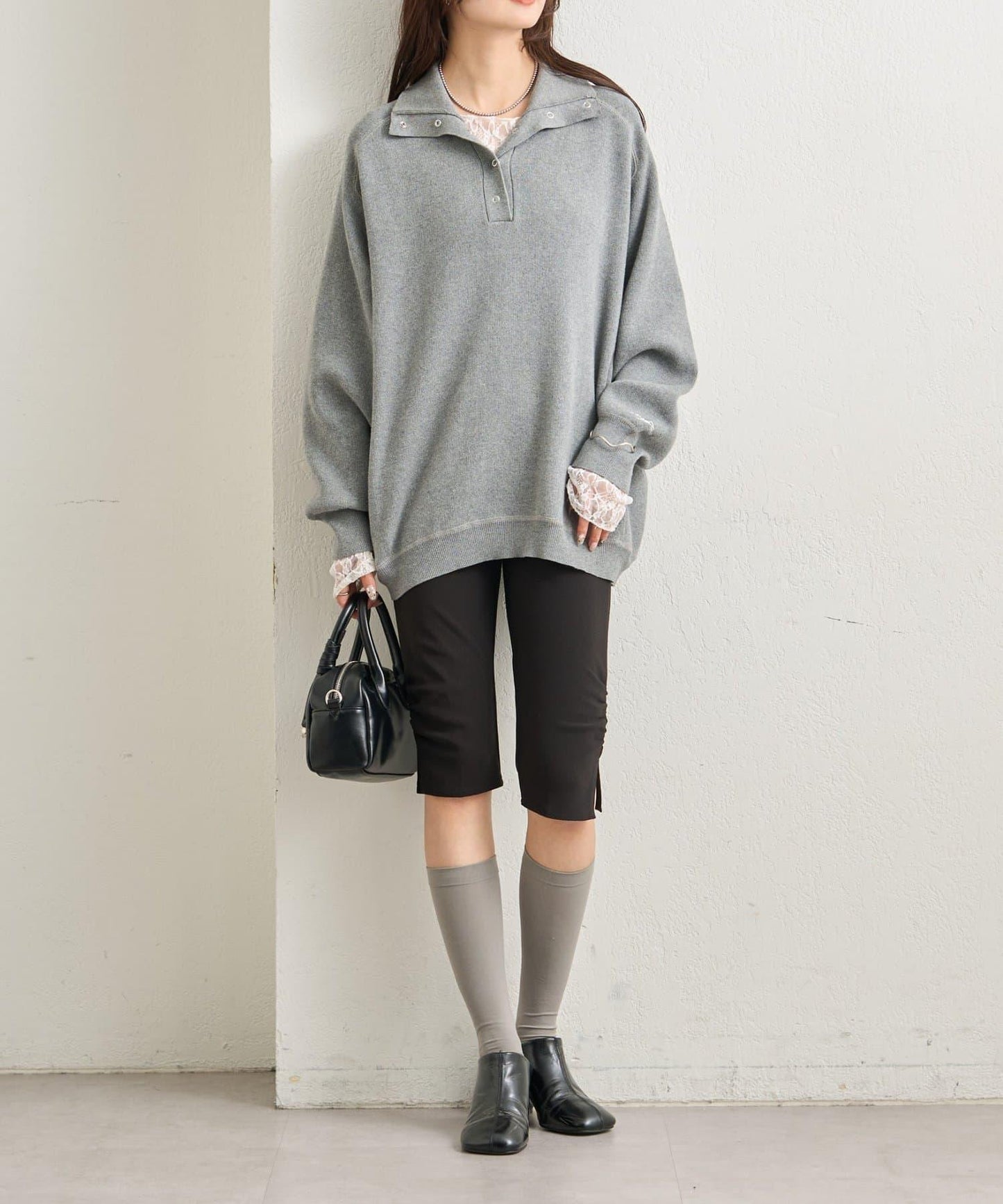 下襬褶皺騎行褲