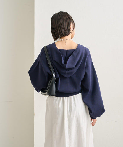 連帽針織短款衛衣