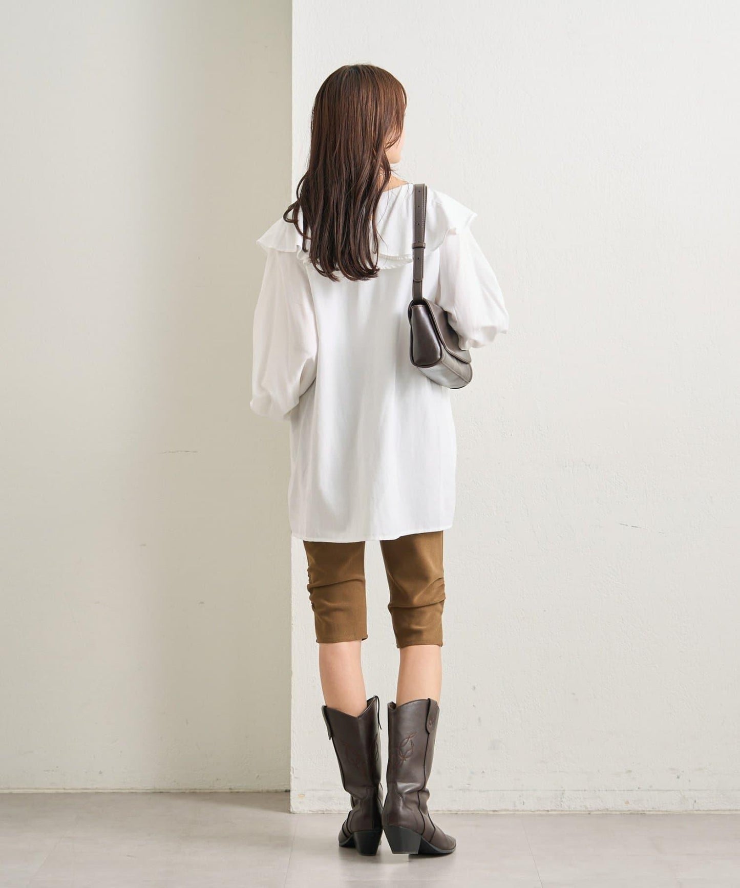 下襬褶皺騎行褲