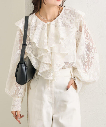 荷葉邊領口襯衫