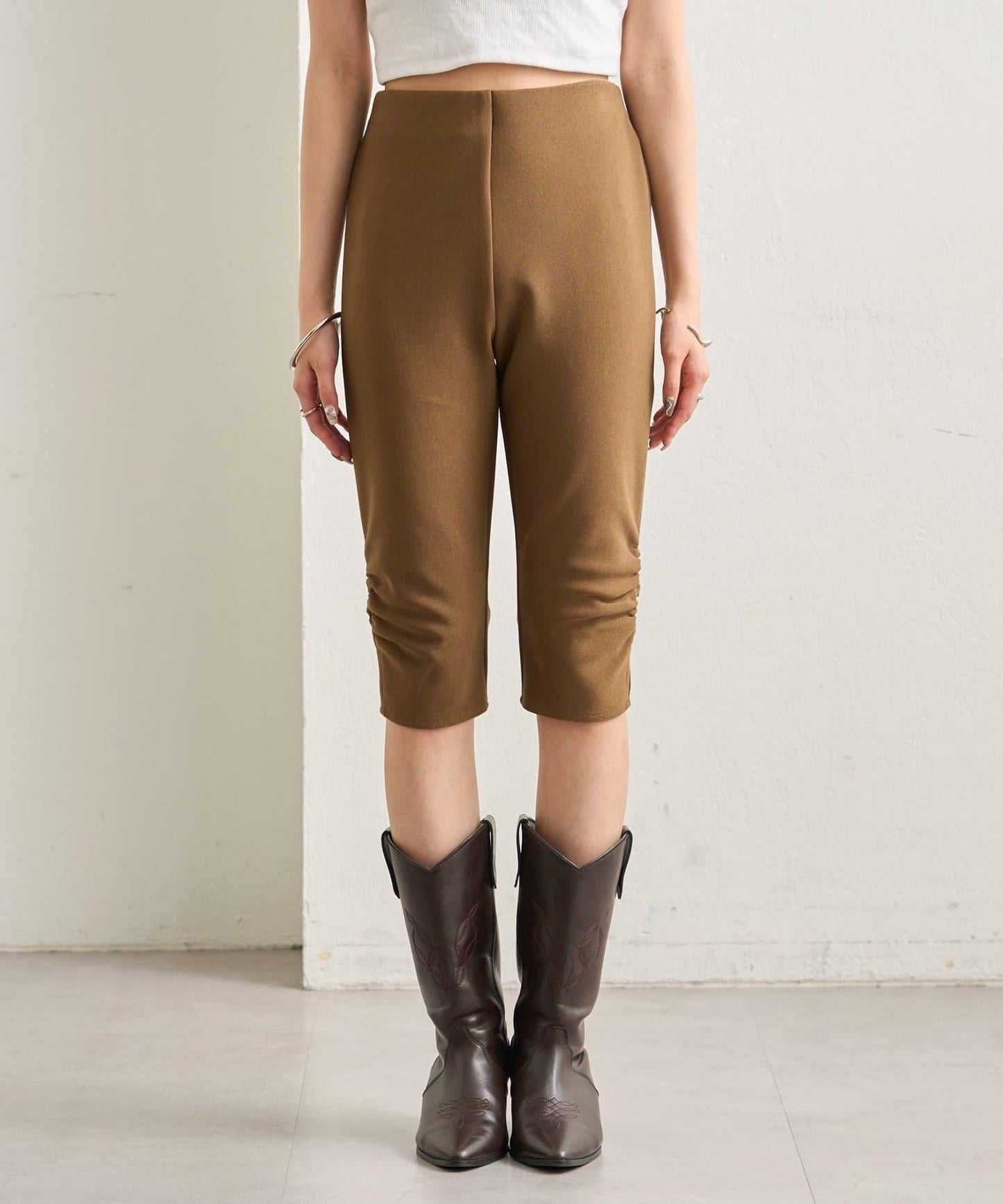 下襬褶皺騎行褲