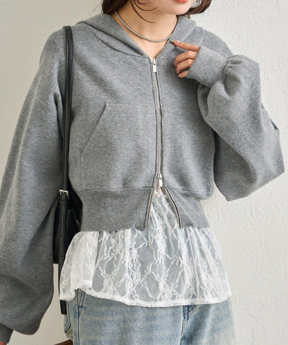 連帽針織短款衛衣