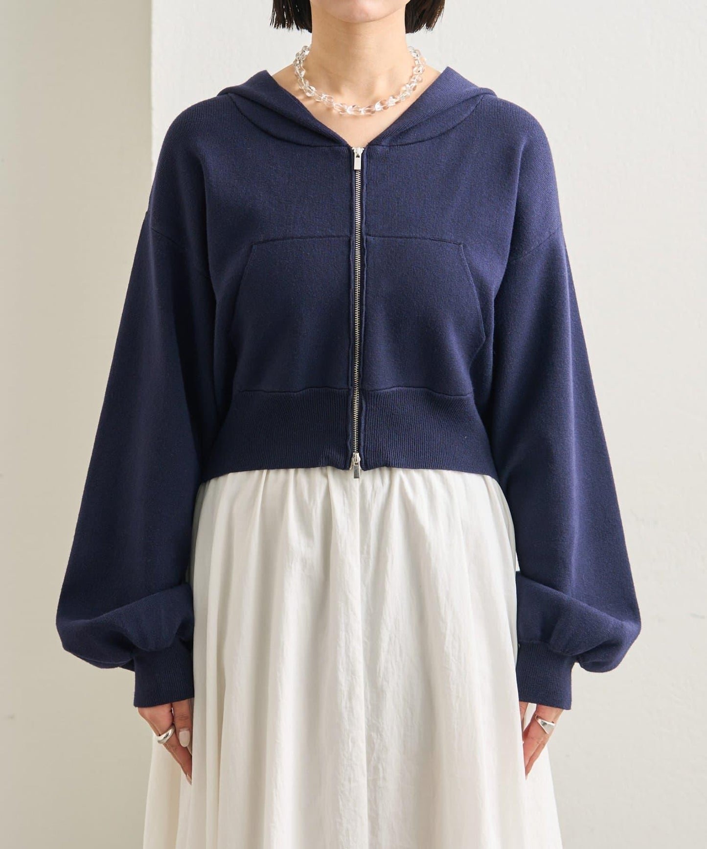 連帽針織短款衛衣