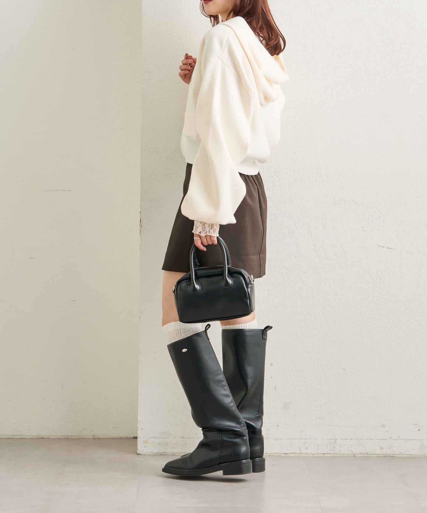 連帽針織短款衛衣