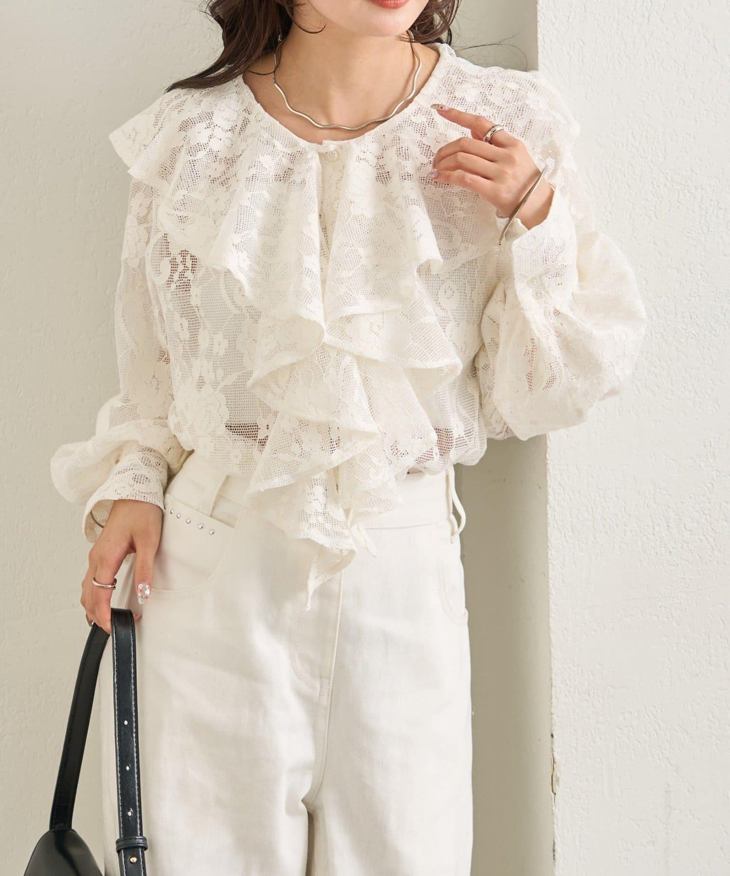 荷葉邊領口襯衫