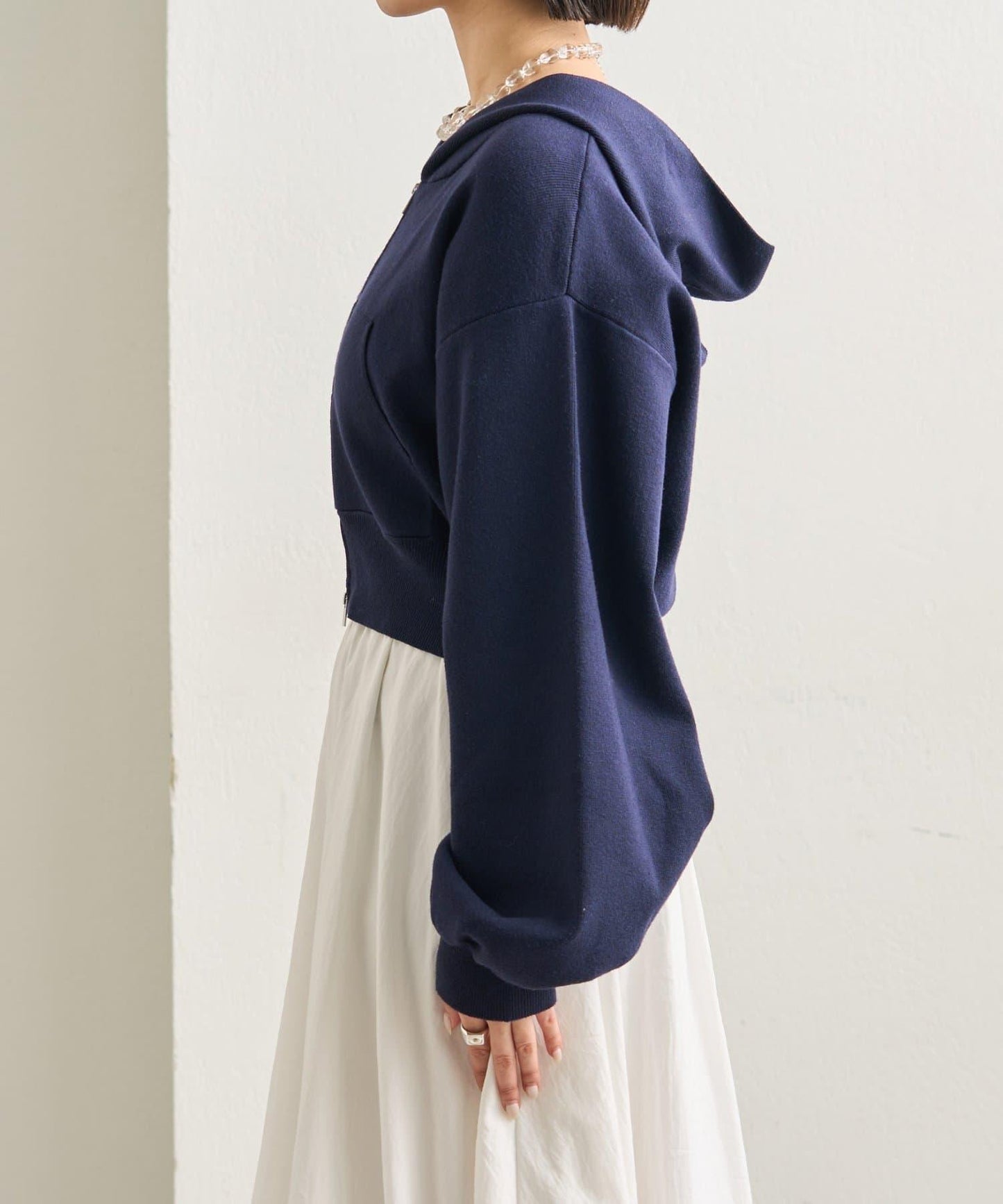 連帽針織短款衛衣