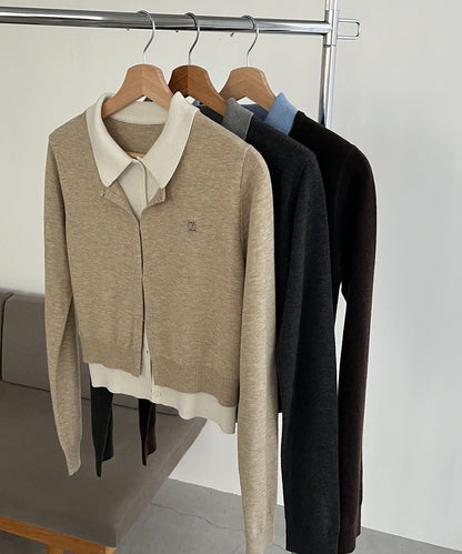 拼接設計針織開衫