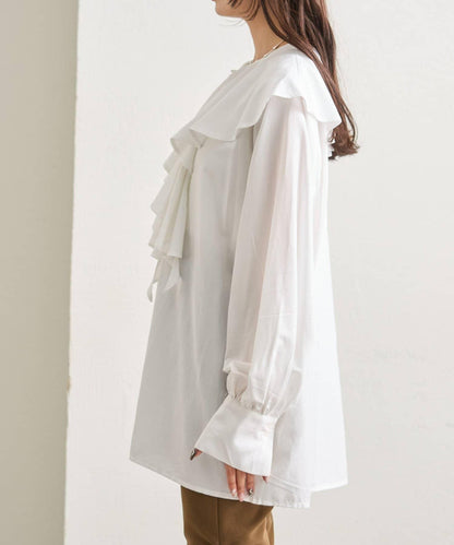 荷葉邊領口襯衫