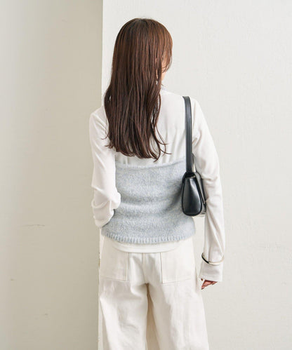 蓬鬆感掛脖針織背心