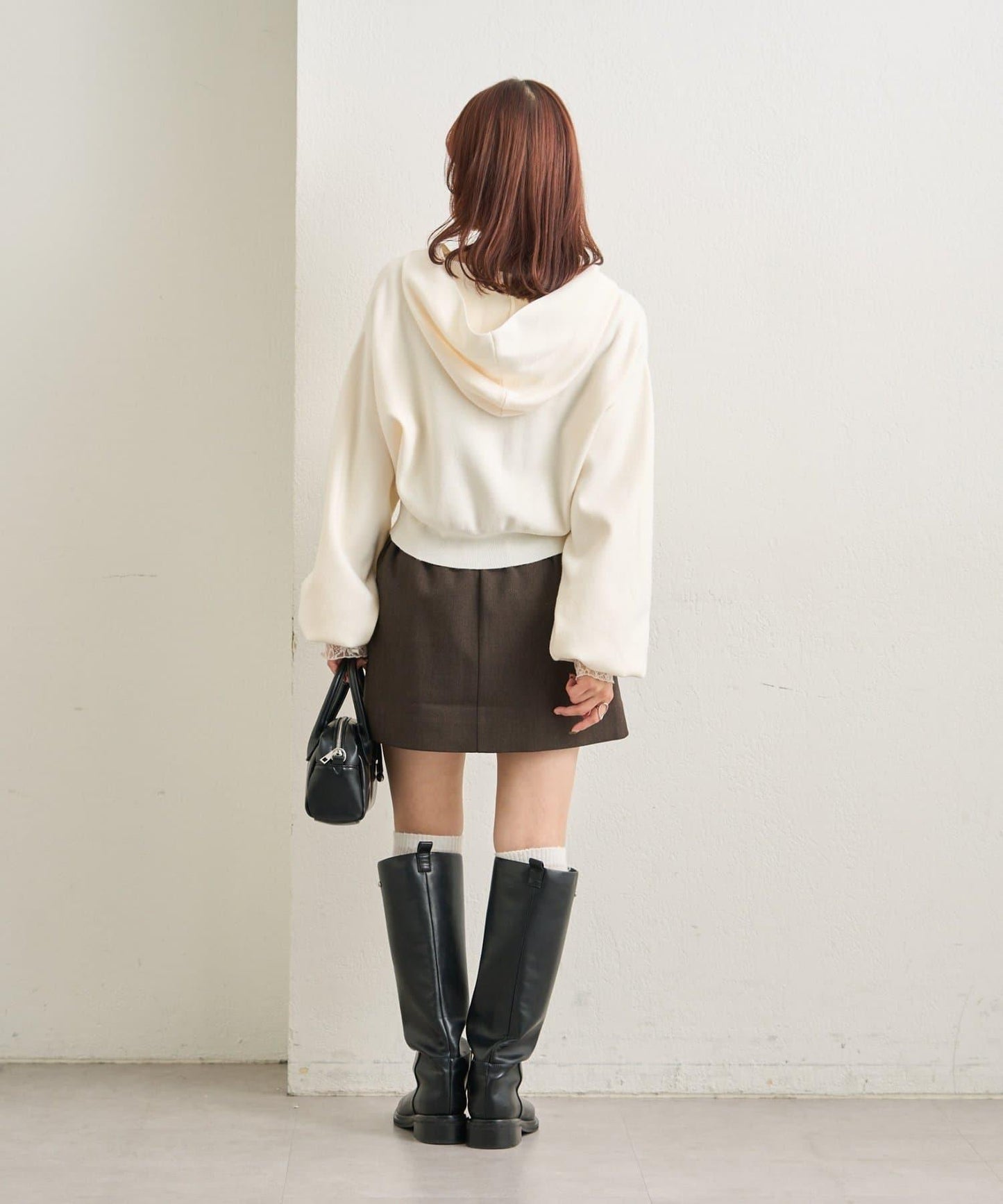 連帽針織短款衛衣