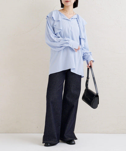 荷葉邊領口襯衫