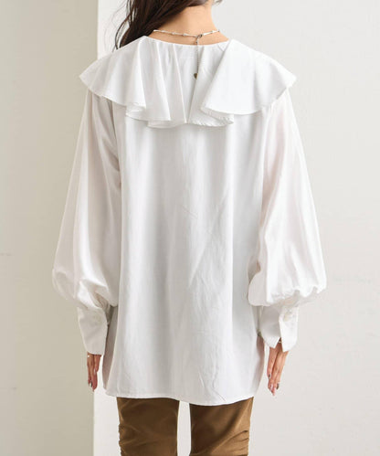 荷葉邊領口襯衫