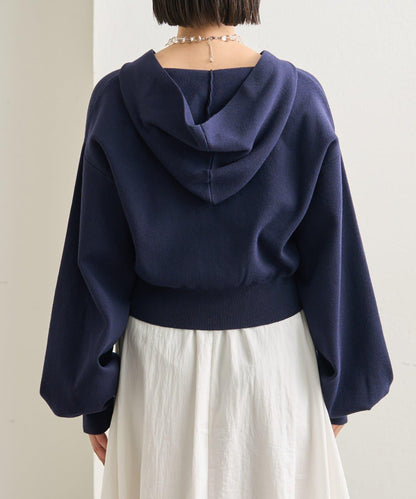連帽針織短款衛衣