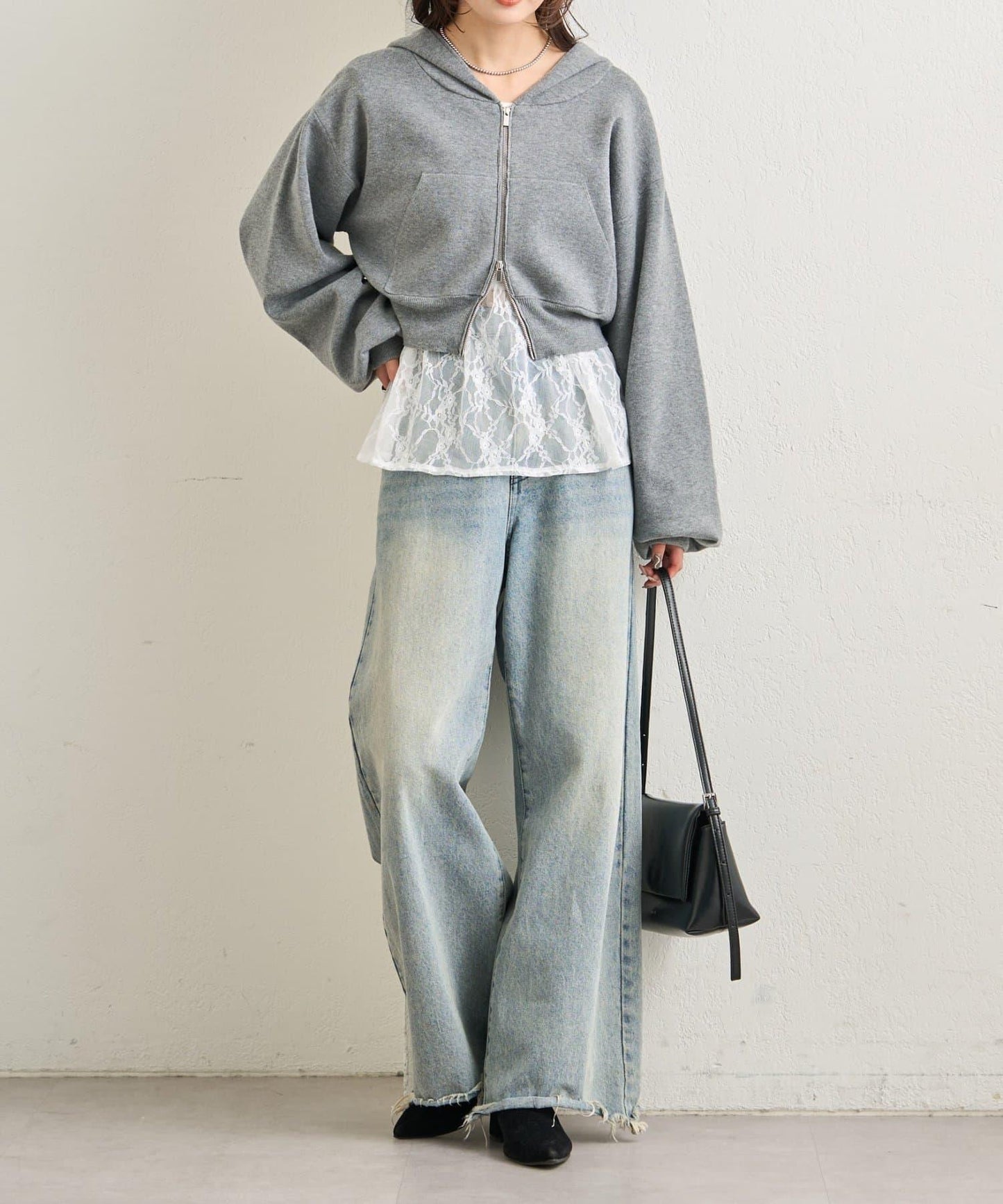 連帽針織短款衛衣