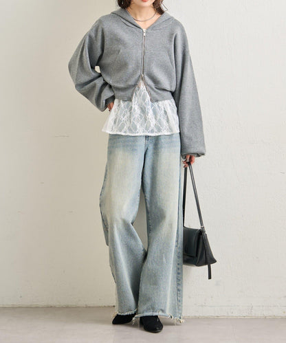 連帽針織短款衛衣