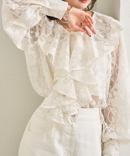 荷葉邊領口襯衫