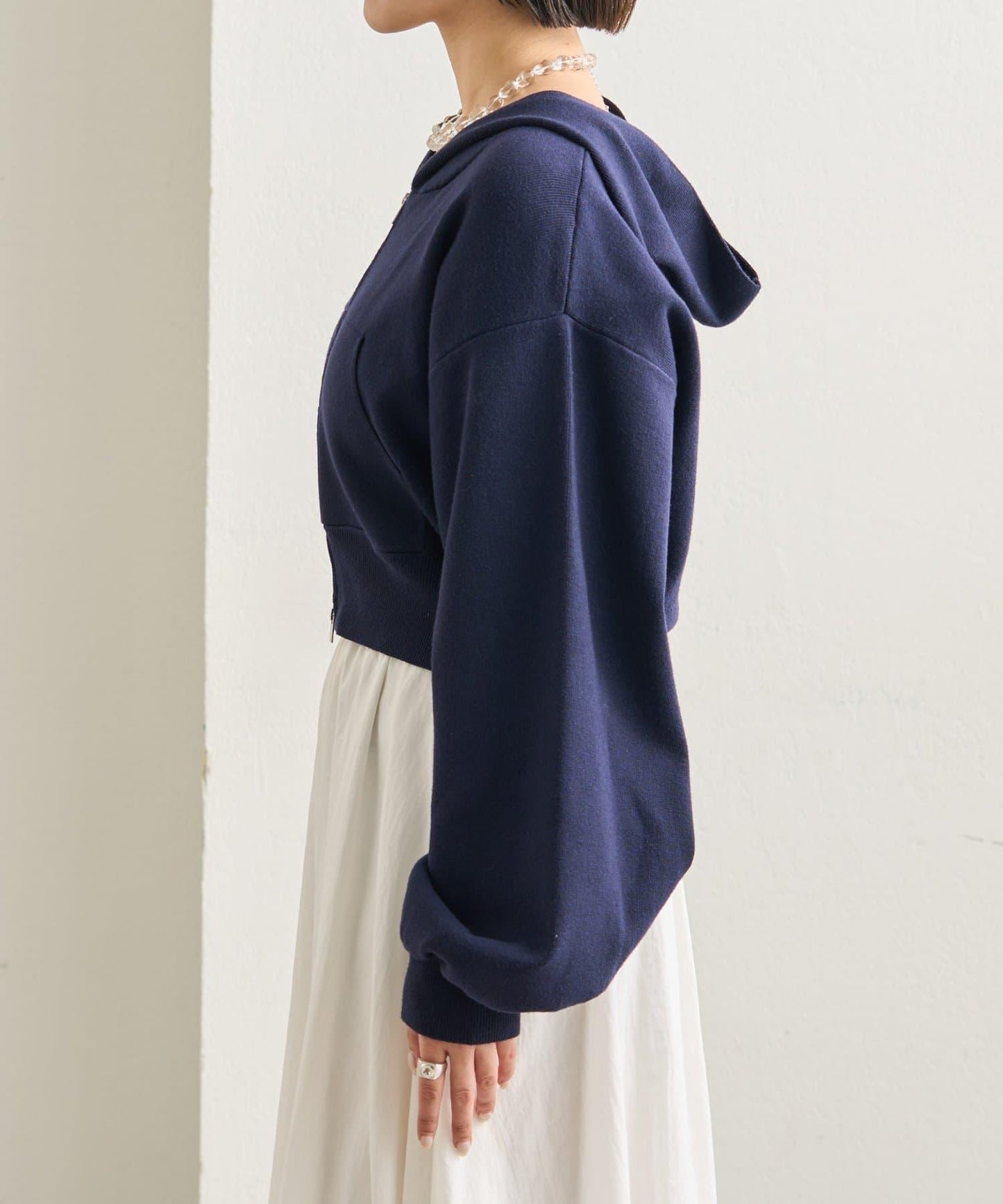 連帽針織短款衛衣