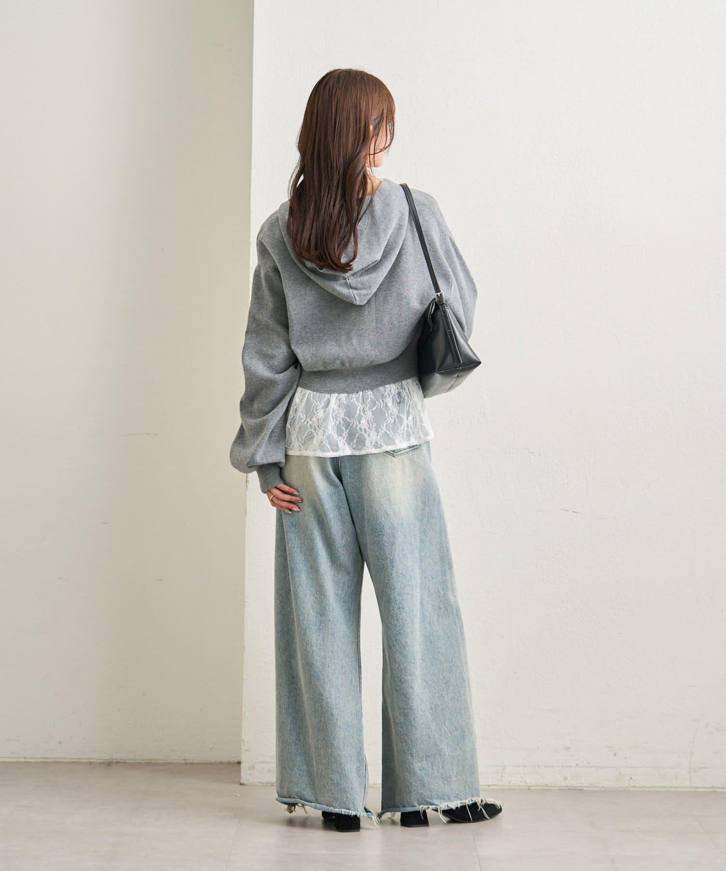 連帽針織短款衛衣