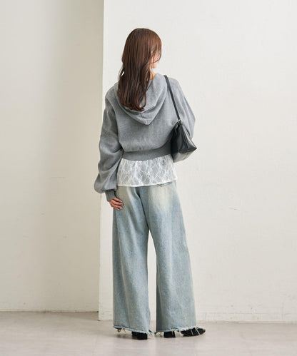 連帽針織短款衛衣