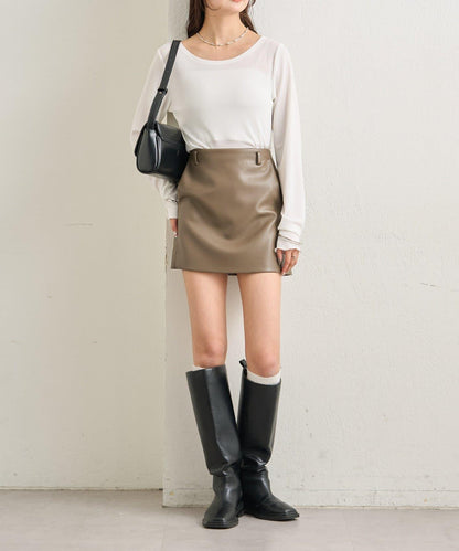 【推薦成套穿著◎】仿皮迷你裙